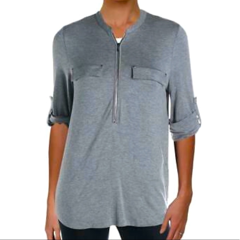 NWT CALVIN KLEIN JERSEY 1/2 ZIP HENLEY TOP LIGHTWEIGHT XL